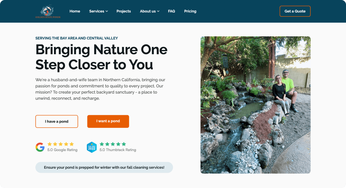 Golden State Ponds after redesign